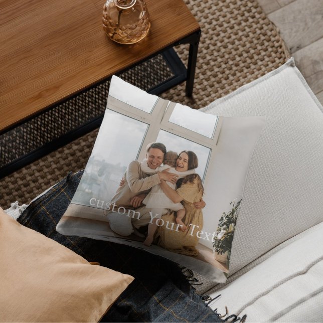 Custom photo and text Personalized Throw Pillow (Creator Uploaded)