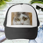 Custom Photo and Text Personalized Trucker Hat<br><div class="desc">Upload a photo, add a name or text, and easily create your personalized photo hat. Click CUSTOMIZE to change the text color. You can TRANSFER this DESIGN on other Zazzle products and adjust it to fit most of the Zazzle items. You can also click CUSTOMIZE FURTHER to add, delete or...</div>
