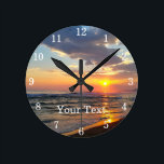Custom Photo And Text Personalized Wall Clock<br><div class="desc">Upload a photo, add text, and easily create your personalized photo wall clock. Click CUSTOMIZE FURTHER to change the text color. You can TRANSFER this DESIGN on other Zazzle products and adjust it to fit most of the Zazzle items. Standard Studio designs are made in high-resolution vector graphics for a...</div>