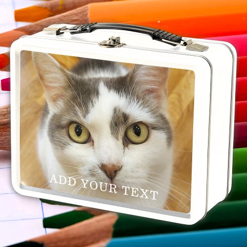 Custom Photo And Text Personalized White Lunchbox