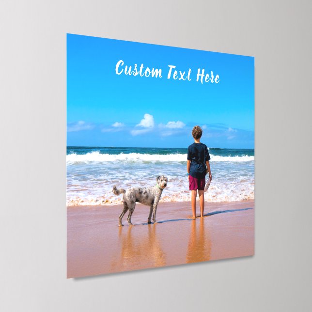 Custom Photo and Text Personalized Your Own Design Peel And Stick Photo Tile (Angled)