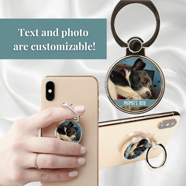 Custom Photo and Text   Phone Ring Stand (Add your pet photo and text to this custom ring stand, which makes an affordable and special present)