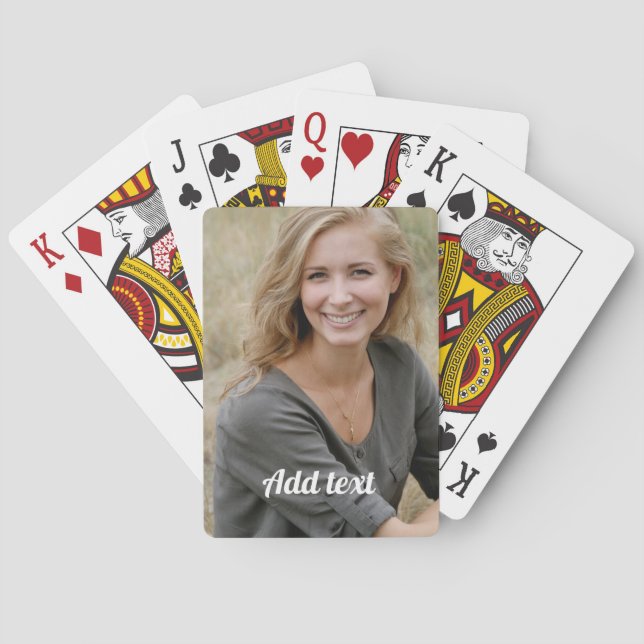Custom, Photo and Text. Poker Cards (Back)