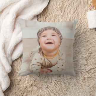 Custom photo and text throw pillow