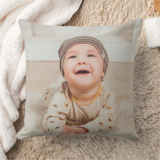 Custom photo and text throw pillow