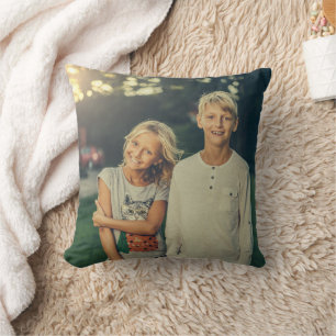 Custom photo and text throw pillow