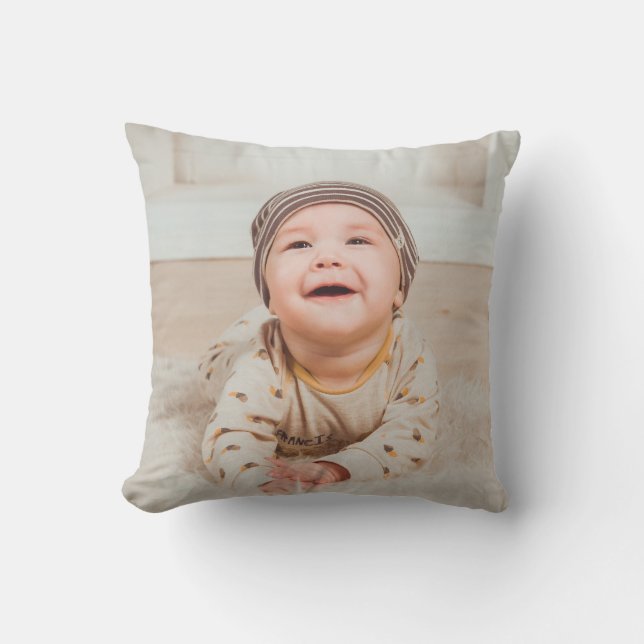 Custom photo and text throw pillow (Front)