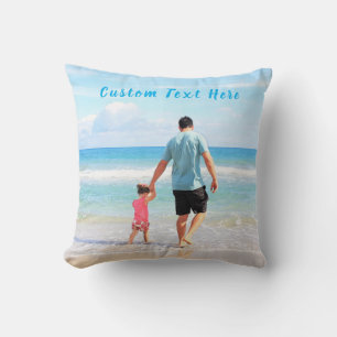 Custom Photo and Text Throw Pillow Personalized