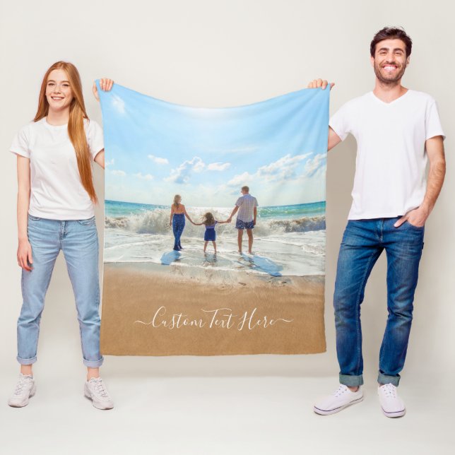 Custom Photo and Text - Unique Your Own Design  Fleece Blanket (In Situ)