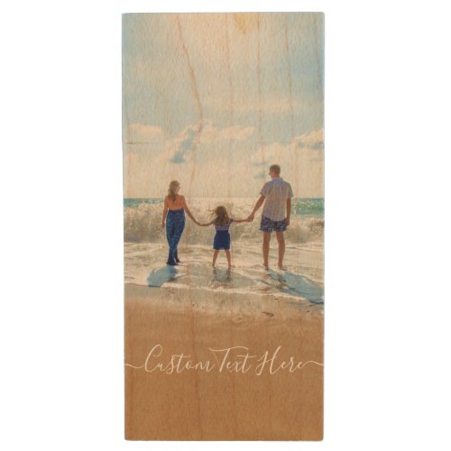 Custom Photo and Text _ Unique Your Own Design _   Wood Flash Drive