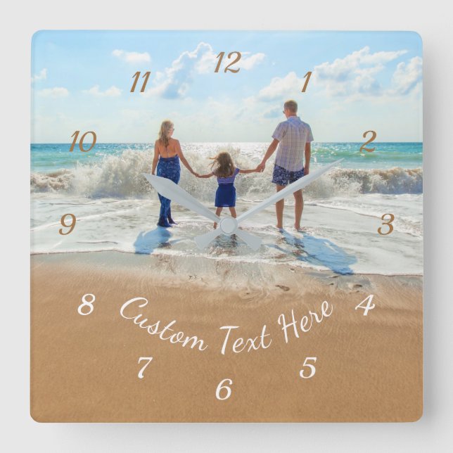 Custom Photo and Text Wall Clock - Family Design (Front)