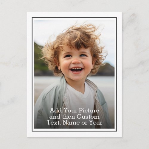 Custom Photo and Text With Black and White Border Postcard