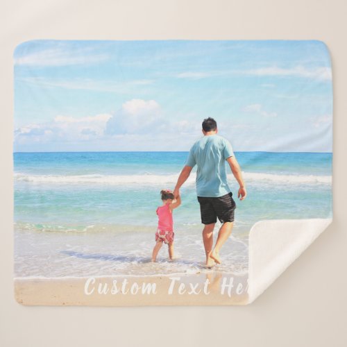 Custom Photo and Text _ Your Design For DAD Sherpa Blanket