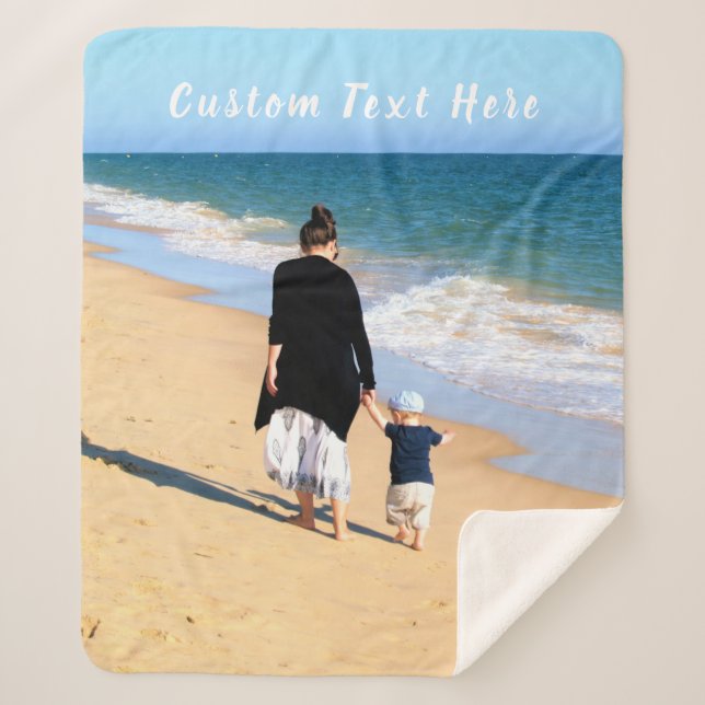 Custom Photo and Text - Your Own Design - Best MOM Sherpa Blanket (Front)