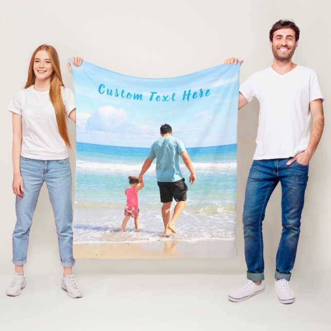 Custom Photo and Text - Your Own Design - For Dad Fleece Blanket (In Situ)