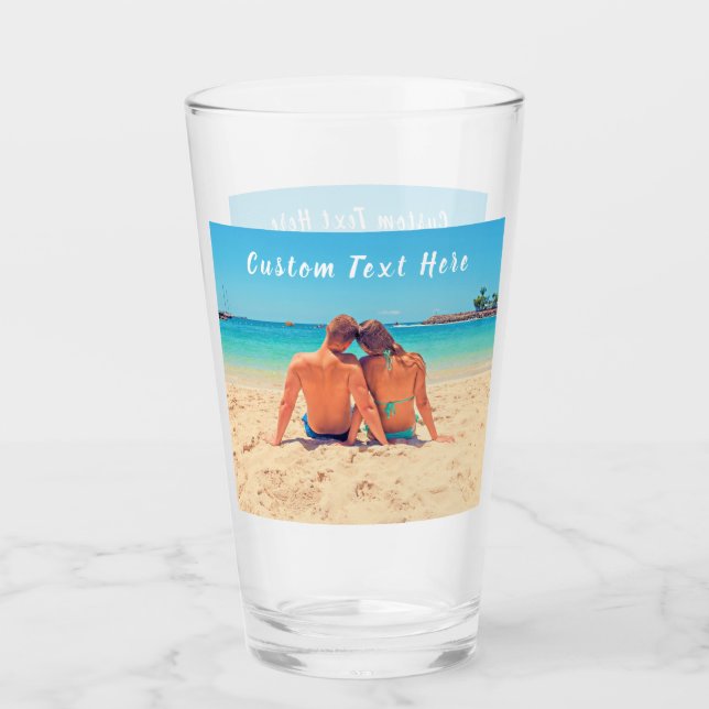 Custom Photo and Text Your Own Design Glass (Front)