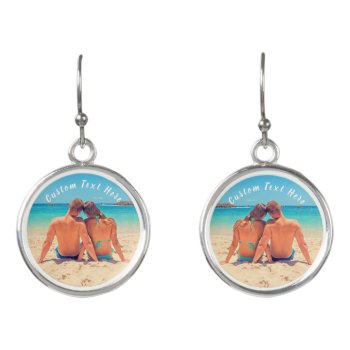 Custom Photo And Text - Your Own Design - Love Earrings by Migned at Zazzle