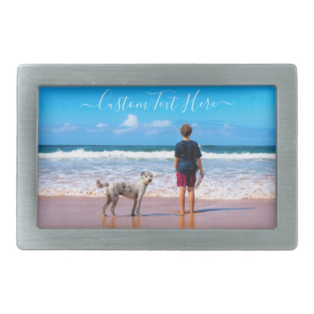 Custom Photo and Text - Your Own Design - My Pet   Belt Buckle (Front)