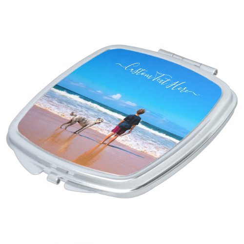 Custom Photo and Text _ Your Own Design _ My Pet   Compact Mirror