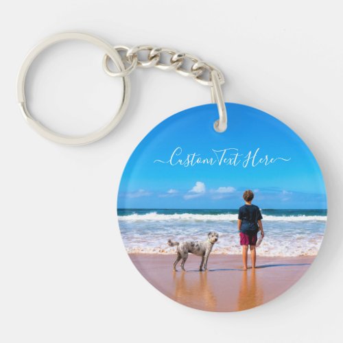 Custom Photo and Text _ Your Own Design _ My Pet   Keychain