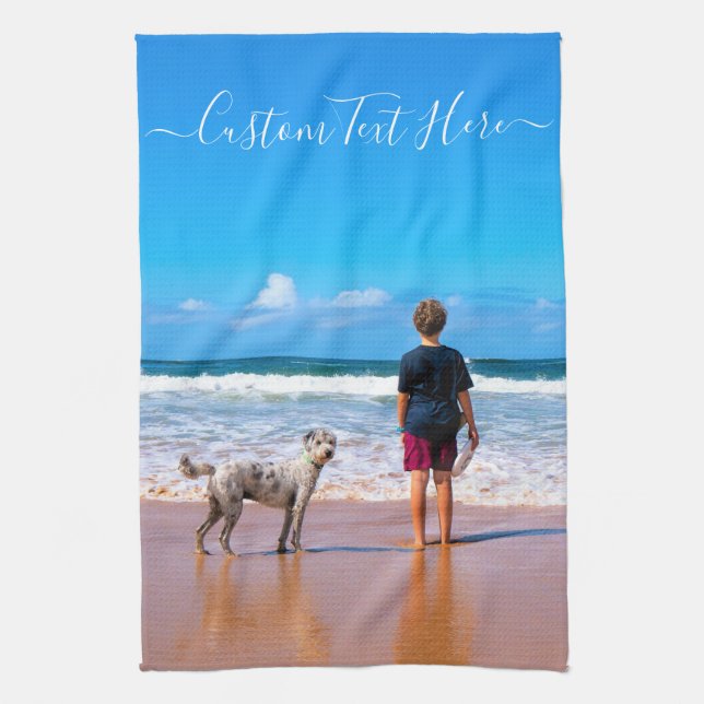 Custom Photo and Text - Your Own Design - My Pet   Kitchen Towel (Vertical)