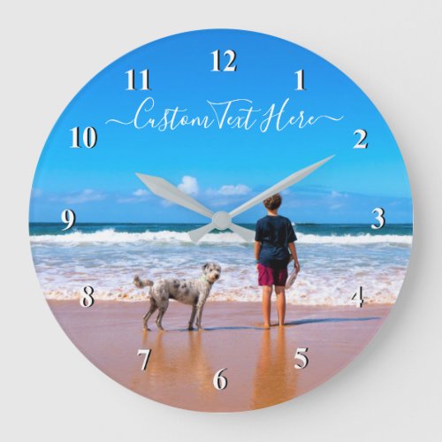 Custom Photo and Text _ Your Own Design _ My Pet _ Large Clock