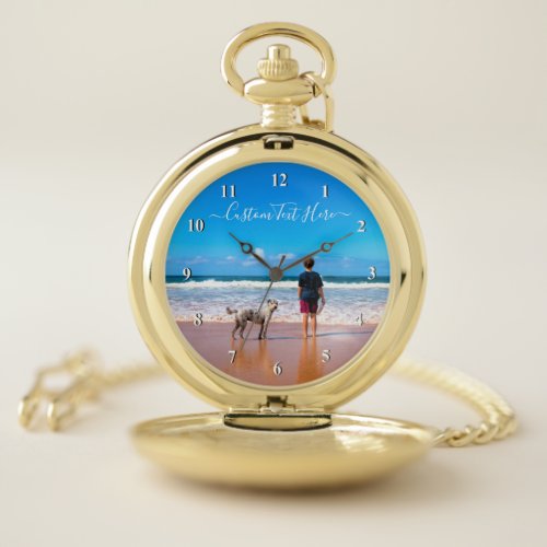 Custom Photo and Text _ Your Own Design _ My Pet   Pocket Watch