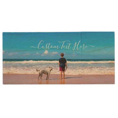 Custom Photo and Text _ Your Own Design _ My Pet   Wood Flash Drive