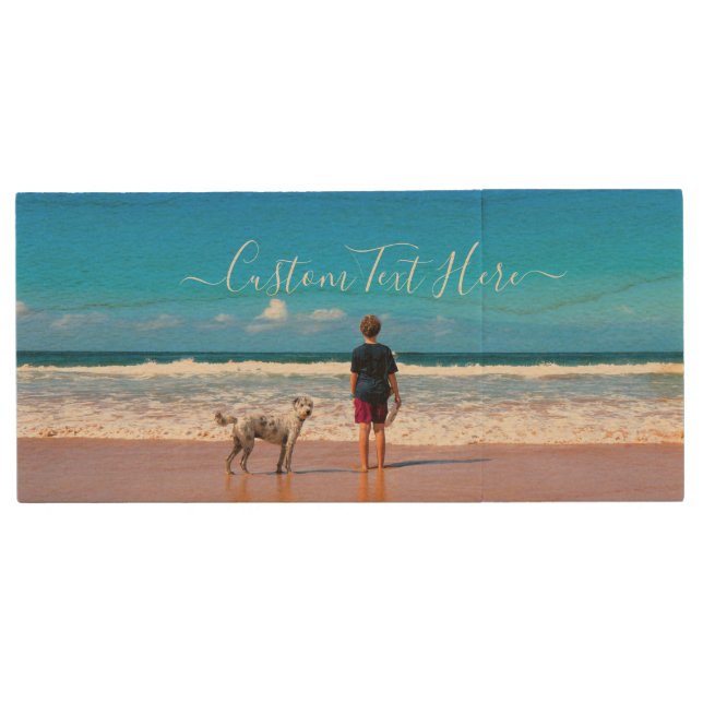 Custom Photo and Text - Your Own Design - My Pet   Wood Flash Drive (Front)