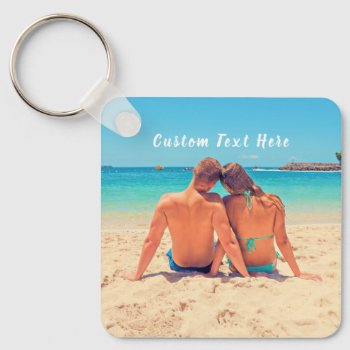 Custom Photo And Text - Your Own Design - Special Keychain by Migned at Zazzle