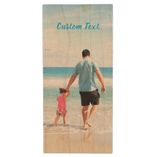 Custom Photo and Text - Your Own Design - Sweet Wood Flash Drive