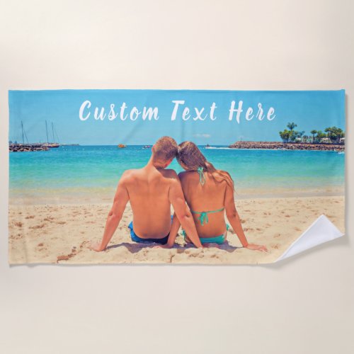 Custom Photo and Text _ Your Own Design Unique Beach Towel