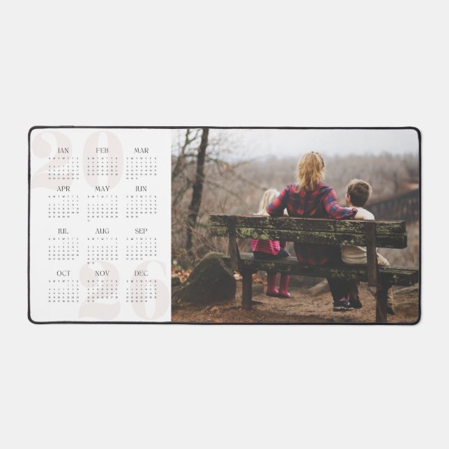 Custom Photo and Year Calendar 2026 Large Mouse Desk Mat (Front)
