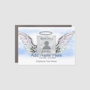 Custom Photo Angel Wings and Heart Memorial Car Magnet