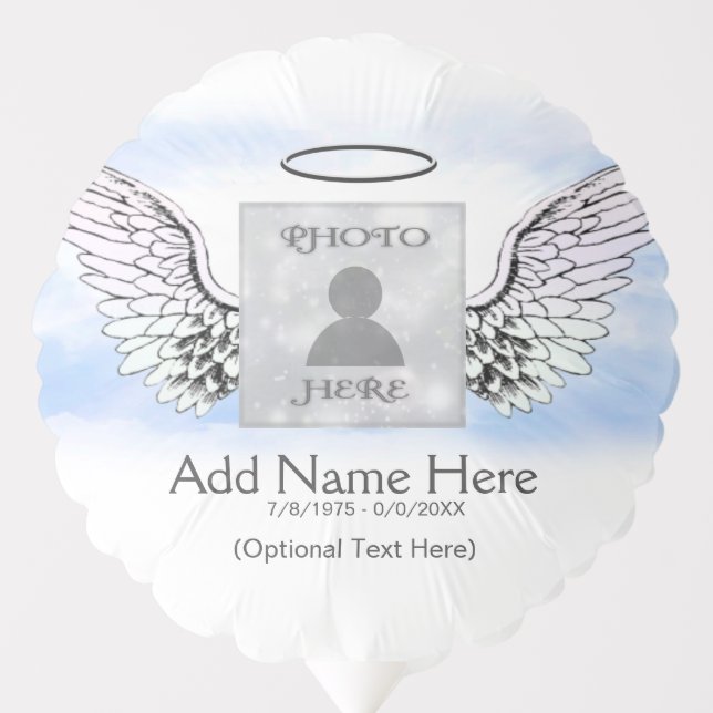 Custom Photo Angel Wings Memorial Balloon (Front)