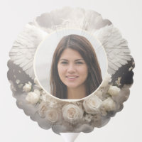 Custom Photo Angel Wings Roses Memorial Balloon