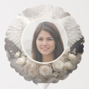 Custom Photo Angel Wings Roses Memorial Balloon