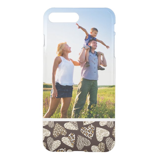 Custom Photo Animal skin with hearts Uncommon iPhone Case (Back)