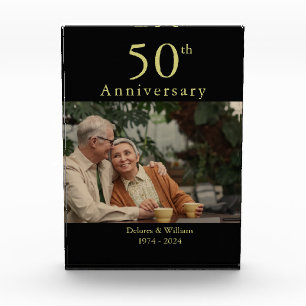 Custom photo anniversary 50th black and gold acrylic award