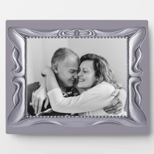Custom Photo Anniversary Fancy Silver Frame Plaque