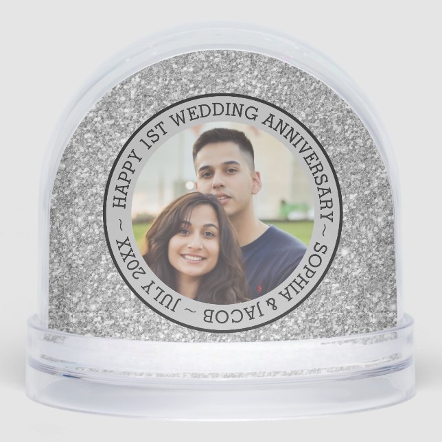 Custom Photo Anniversary Snow Globe (Front)