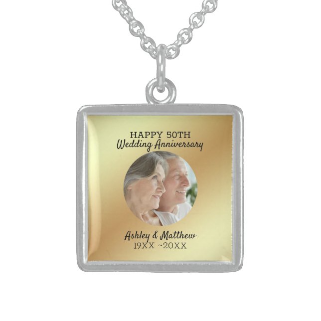 Custom Photo Anniversary Sterling Silver Necklace (Front)