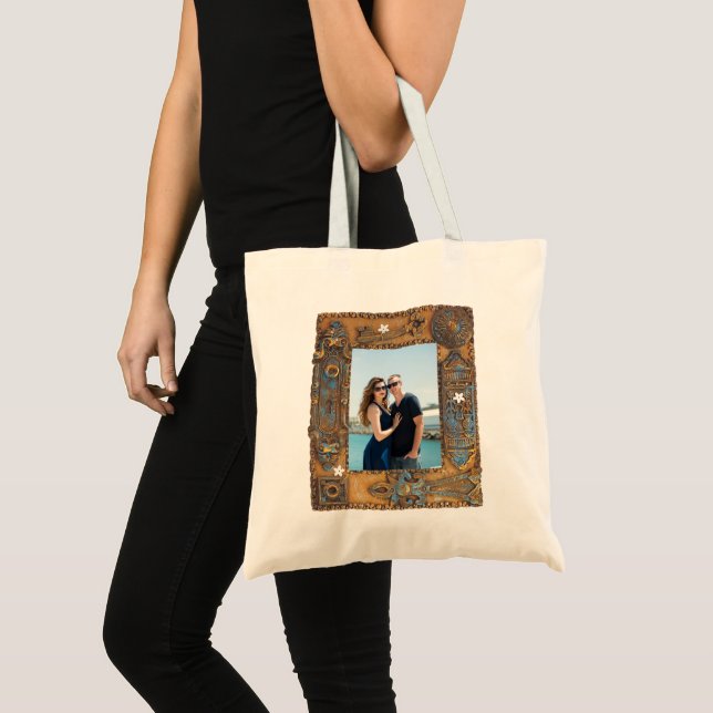 Custom Photo Antique Skeleton Key Frame Image, YPI Tote Bag (Front (Product))