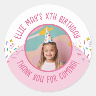 Custom Photo Any Age Thank You Birthday Favors Classic Round Sticker