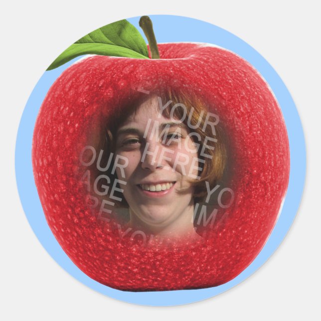 Custom Photo Apple Face Classic Round Sticker (Front)