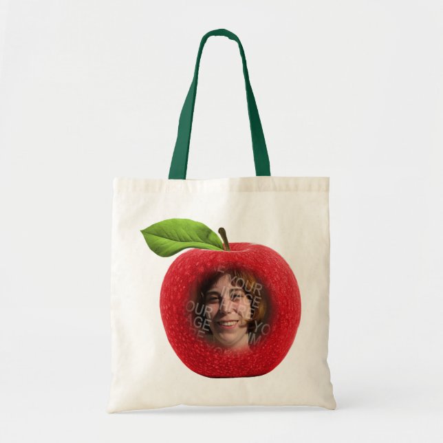 Custom Photo Apple Face Tote Bag (Front)