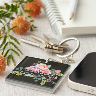 Custom Photo Art Name Monogram Quote Acrylic Rec Keychain