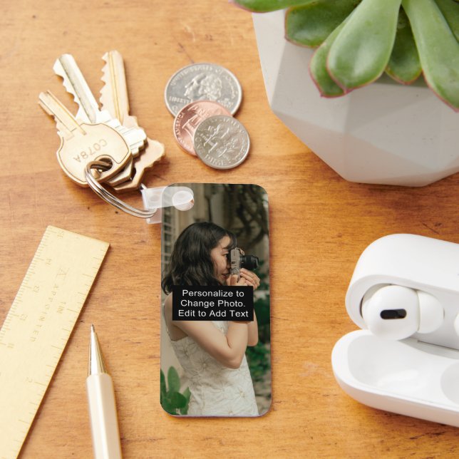 Custom Photo Art Name Monogram Quote Aluminum Rec Keychain (Desk)