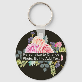 Custom Photo Art Name Monogram Quote Basic Round Keychain