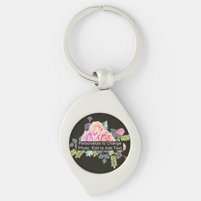 Custom Photo Art Name Monogram Quote Heart Shaped  Keychain (Front)
